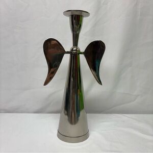 Silver Angel Taper Candle Holder Metal Candlestick 12.5” Christmas/Holiday VGUC